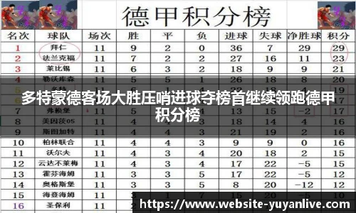 多特蒙德客场大胜压哨进球夺榜首继续领跑德甲积分榜