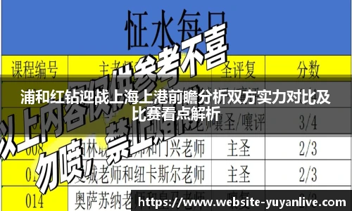 浦和红钻迎战上海上港前瞻分析双方实力对比及比赛看点解析